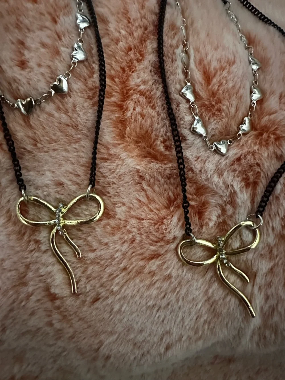 NWT  Nordstrom Ruby & Ry Kids Layered Bow Necklace Set Of 2 Mixed Metals